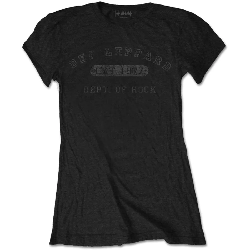 Def Leppard Ladies T-Shirt: Collegiate Logo Cashmere Blend Cotton Blend Poly Blend