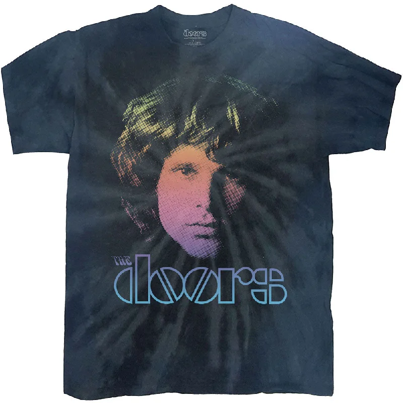 The Doors | Official Band T-Shirt | Jim Halftone Gradient (Dip-Dye) Jersey Fabric Tulle Fabric Batik Fabric