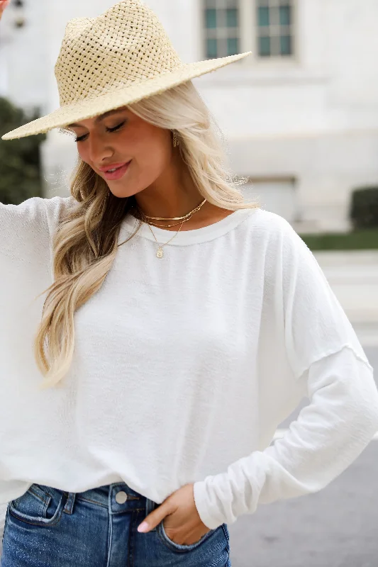 FINAL SALE - Elaine Long Sleeve Knit Tee - DU DEAL Zippered Front Buttoned Front Snap Front