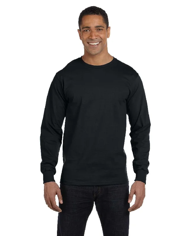 Gildan 50/50 Long Sleeve T-Shirt | Black Basic T-Shirt Crew Neck Short Sleeve