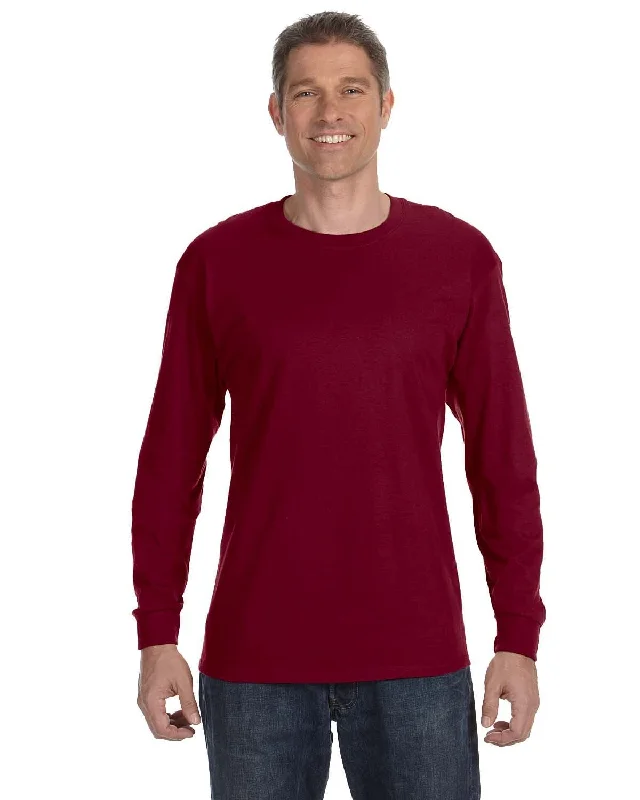 Gildan Heavy Cotton Long Sleeve T-Shirt | Garnet Mesh Blend Leather Blend Suede Blend