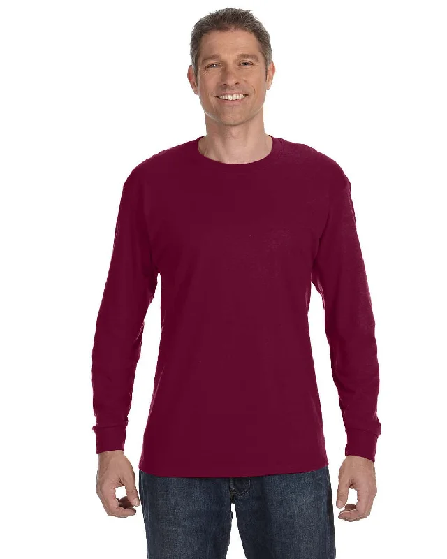 Gildan Heavy Cotton Long Sleeve T-Shirt | Maroon Anti-Pilling Machine Wash Handmade