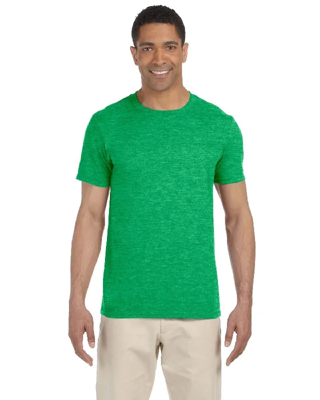 Gildan SoftStyle T-Shirt | Hthr Irish Green Solid Color Striped Floral