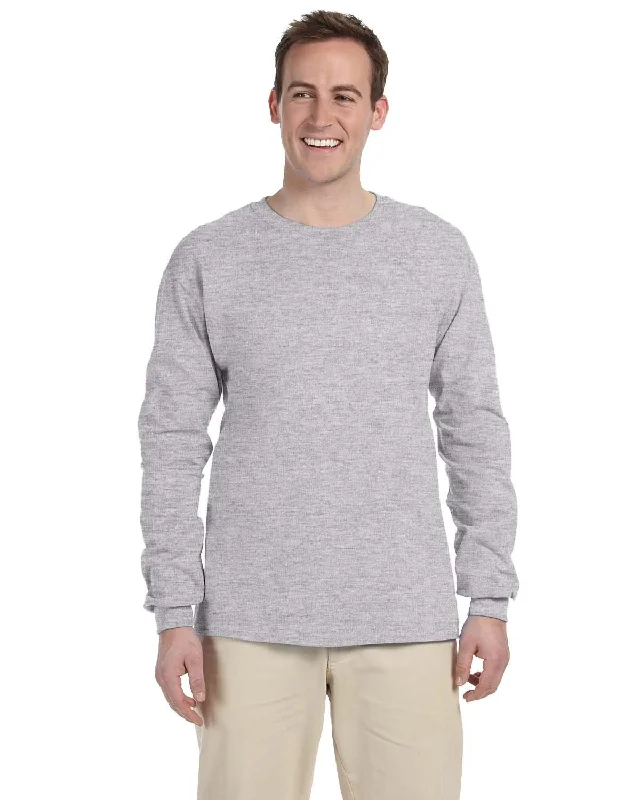 Gildan Ultra Cotton Heavyweight Long Sleeve T-Shirt | Sport Grey Zippered Front Buttoned Front Snap Front