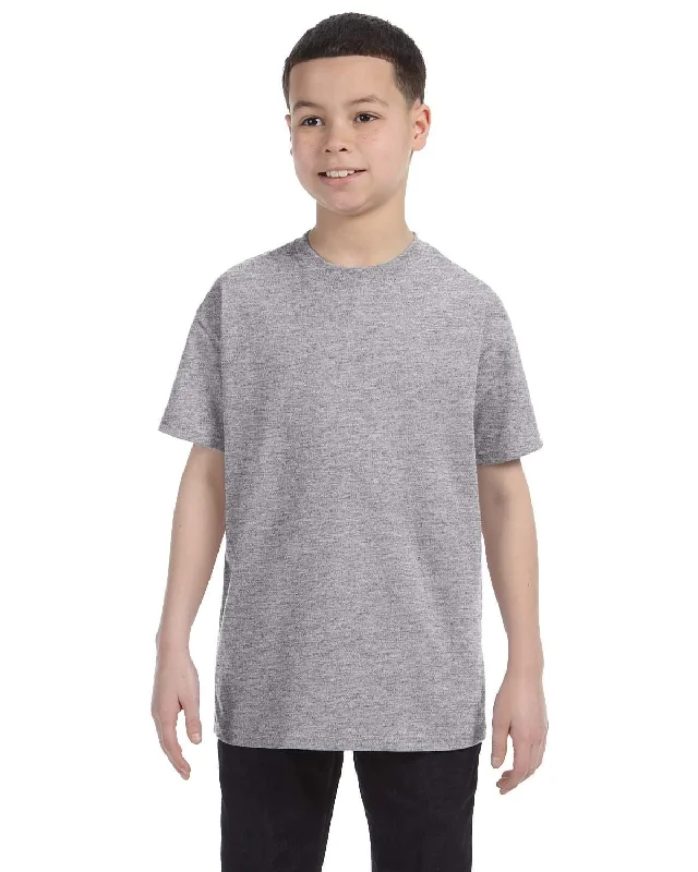 Gildan Youth Lightweight 100% Cotton T-Shirt | Sport Grey Houndstooth Herringbone Solid