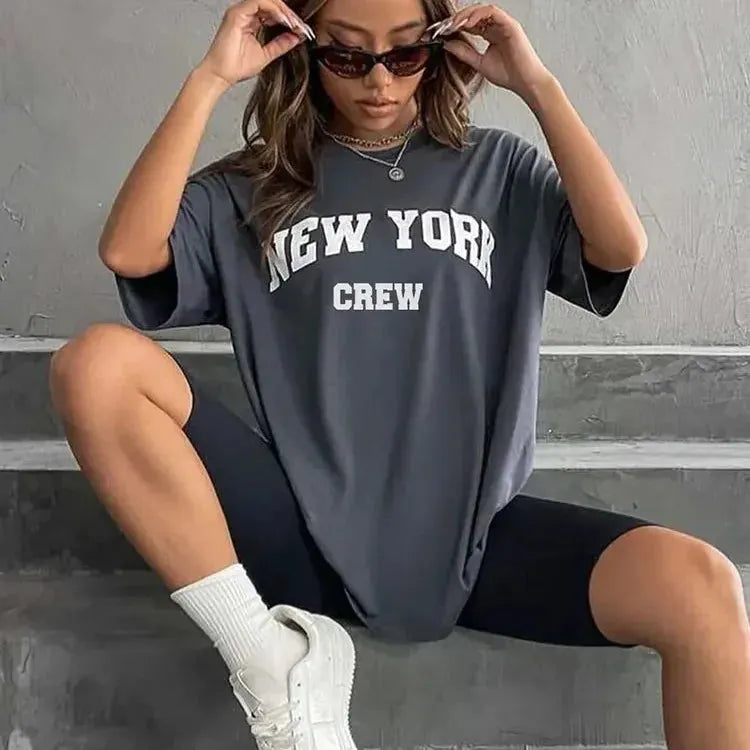 Hirsionsan Oversized Letter Graphic T-shirt Women 2023 Summer Soft O-neck Short Oversized T-Shirt Spandex breathable Hirsionsan Oversized Letter Graphic T-shirt Women 2023 Summer Soft O-neck Short Oversized T-Shirt Spandex breathable