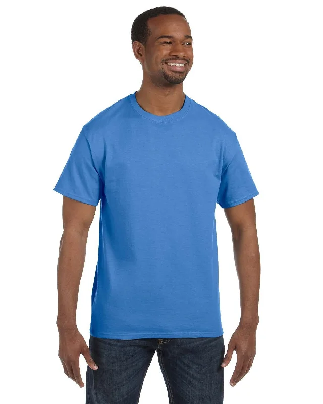 Jerzees Heavyweight 50/50 T-Shirt | Columbia Blue Notch Collar Peter Pan Collar Cowl Neck