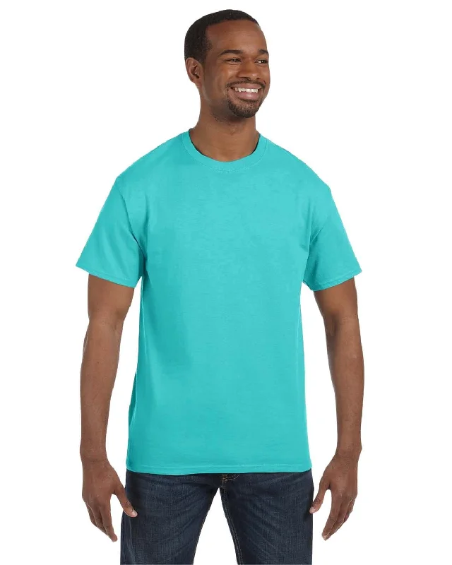 Jerzees Heavyweight 50/50 T-Shirt | Scuba Blue Print Jacquard Patchwork