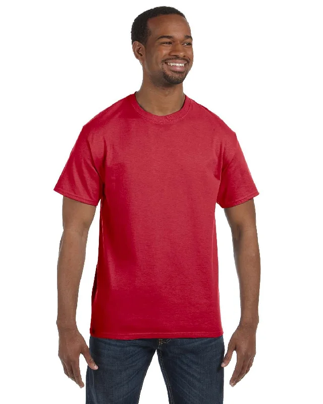 Jerzees Heavyweight 50/50 T-Shirt | True Red Striped Floral Plaid