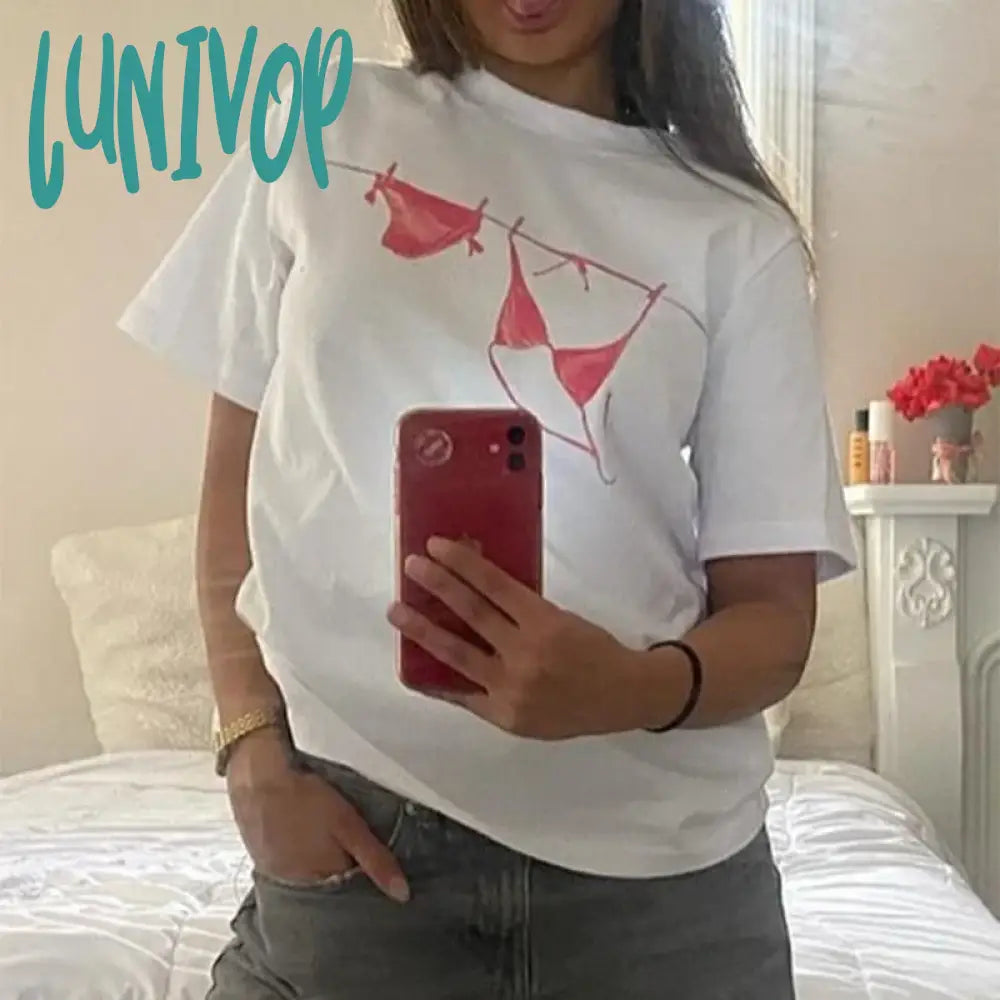 Lunivop Aesthetic Outfits Women Short Sleeve Pullovers Tops Fashion Graphic Print Loose Fit T-shirt Summer Casual Baggy Tees Y2K Clothes Houndstooth Herringbone Solid Lunivop Aesthetic Outfits Women Short Sleeve Pullovers Tops Fashion Graphic Print Loose Fit T-shirt Summer Casual Baggy Tees Y2K Clothes Houndstooth Herringbone Solid