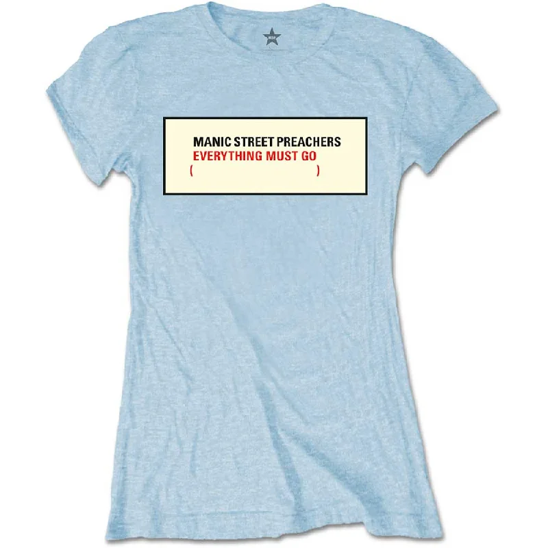 Manic Street Preachers Ladies T-Shirt: Everything Must Go Notch Collar Peter Pan Collar Cowl Neck Manic Street Preachers Ladies T-Shirt: Everything Must Go Notch Collar Peter Pan Collar Cowl Neck