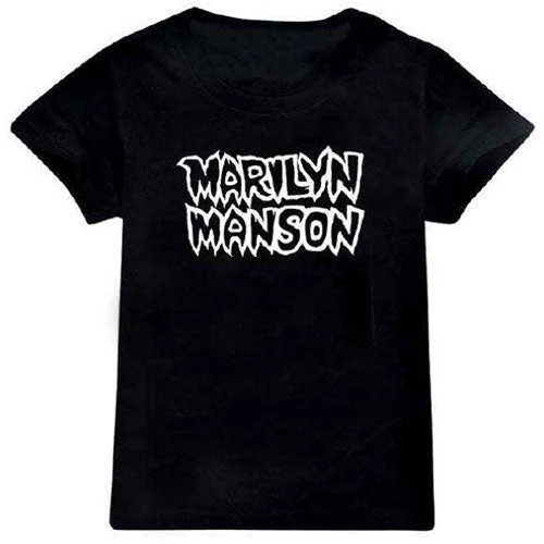 Marilyn Manson Kids T-Shirt: Classic Logo Spandex Blend Rayon Blend Denim Blend