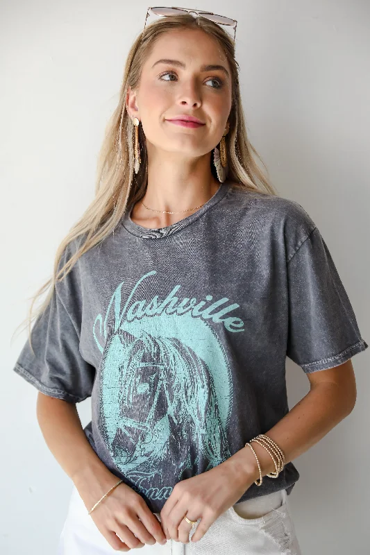 FINAL SALE - Nashville Tennessee Grey Graphic Tee Sequined Glittery Shiny