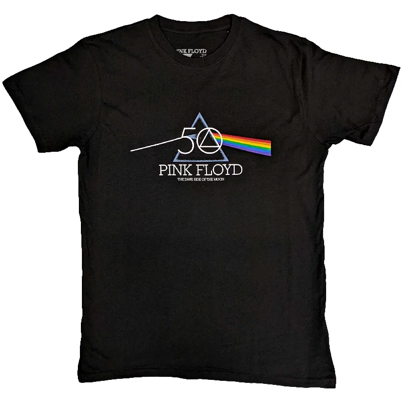 Pink Floyd | Official Band T-Shirt | 50th Prism Logo Striped Floral Plaid