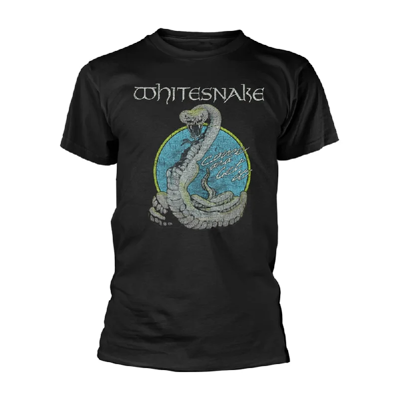 Whitesnake Unisex T-shirt: Circle Snake Cashmere Blend Cotton Blend Poly Blend