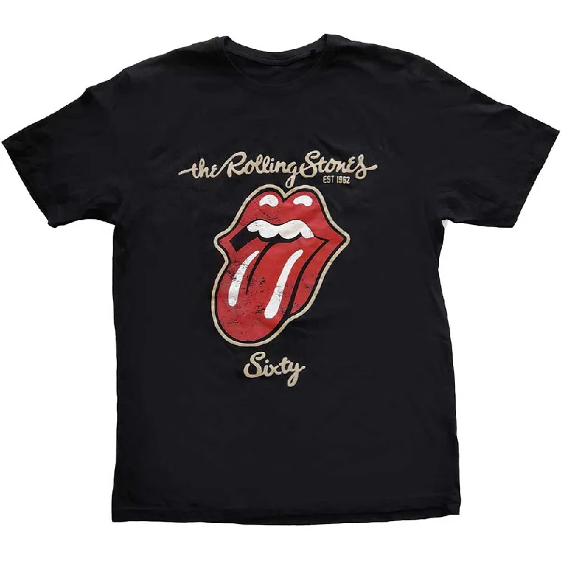 The Rolling Stones | Official Band T-Shirt | Sixty Plastered Tongue (Suede Applique) Graphic Embroidered Appliqued