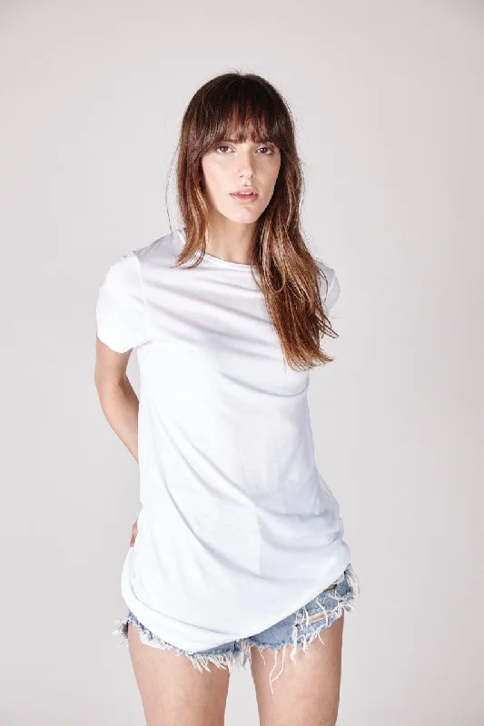 The Alexa Basic T-shirt - White Faux Fur Fabric Real Fur Fabric Shearling Fabric