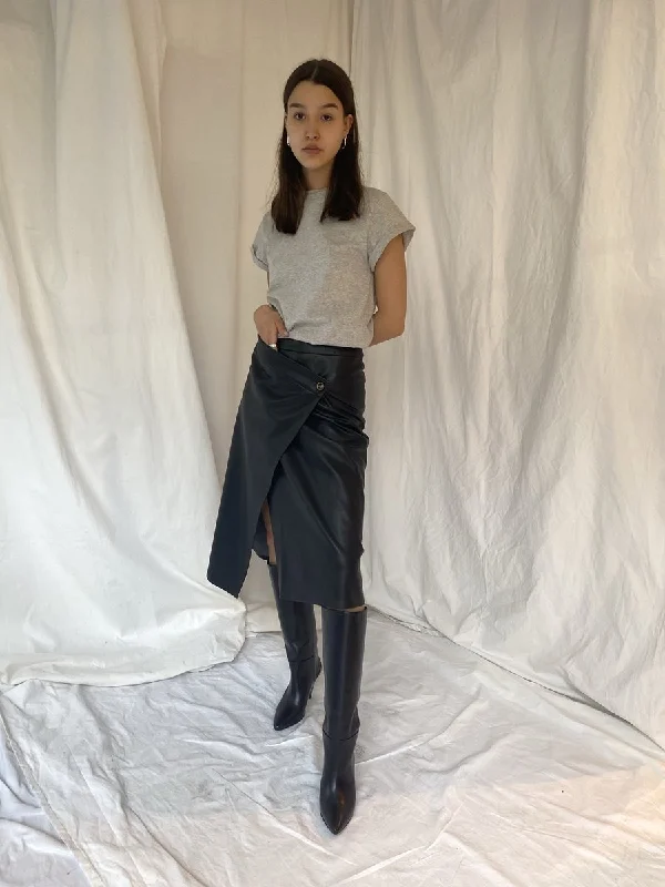 The Alisha Boyfriend Tee - Grey Hooded Caped Shawl Collar