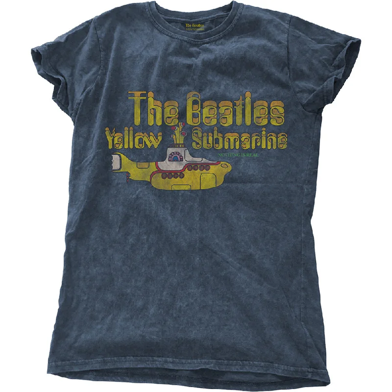 The Beatles Ladies Fashion T-Shirt: Yellow Submarine Nothing Is Real with Snow Wash Finishing Graphic T-Shirt Round Neck Polyester The Beatles Ladies Fashion T-Shirt: Yellow Submarine Nothing Is Real with Snow Wash Finishing Graphic T-Shirt Round Neck Polyester