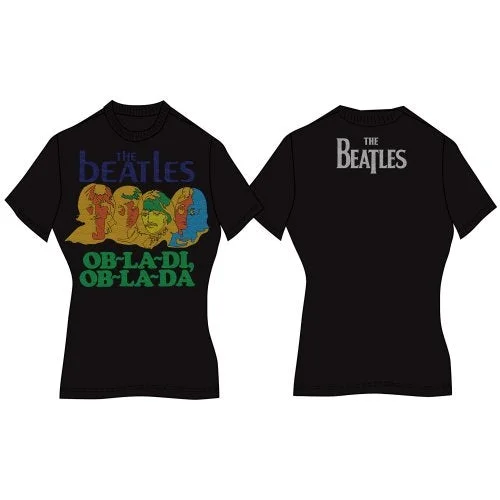 The Beatles Ladies Premium T-Shirt: Ob-La-Di (Back Print) Knit Fabric Woven Fabric Fleece Fabric The Beatles Ladies Premium T-Shirt: Ob-La-Di (Back Print) Knit Fabric Woven Fabric Fleece Fabric