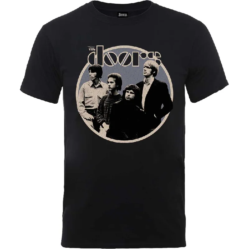 The Doors | Official Band T-Shirt | Retro Circle Ribbed T-Shirt High Neck Heavyweight