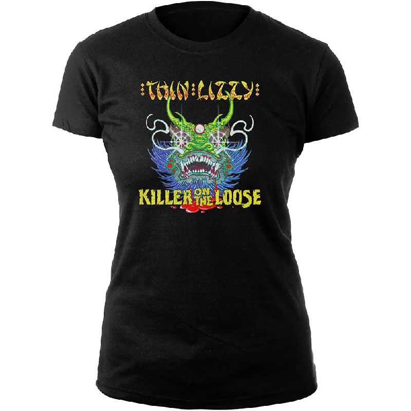 Thin Lizzy Ladies T-Shirt: Killer Lady Ribbed T-Shirt High Neck Heavyweight
