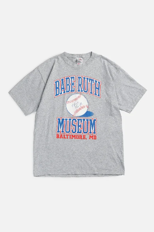 Vintage Babe Ruth Tee - S Zippered Front Buttoned Front Snap Front