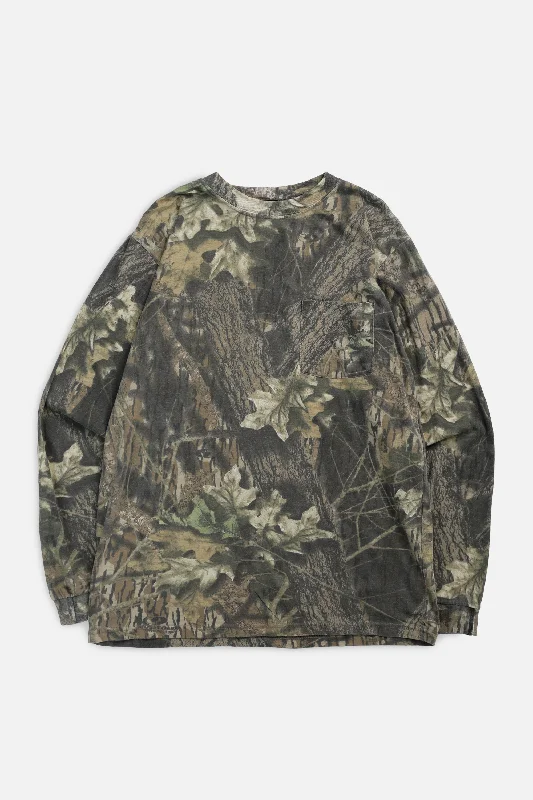 Vintage Camo Long Sleeve Tee - M Silk Blend Satin Velvet