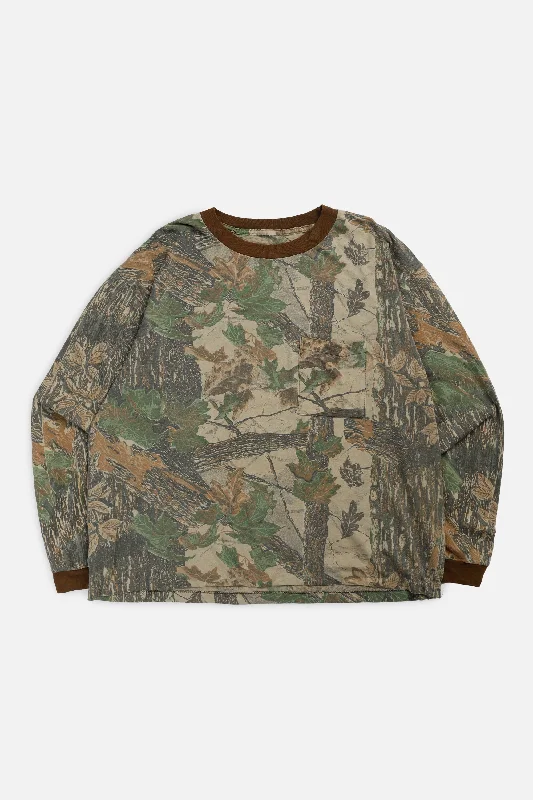 Vintage Camo Long Sleeve Tee - XL Denim Fabric Leather Fabric Suede Fabric