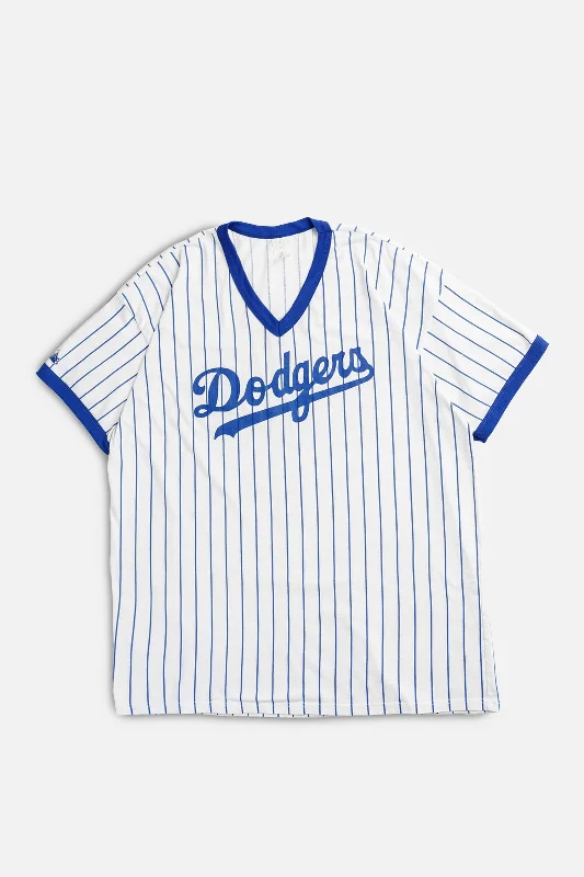 Vintage LA Dodgers MLB Tee - XXL Striped Floral Plaid