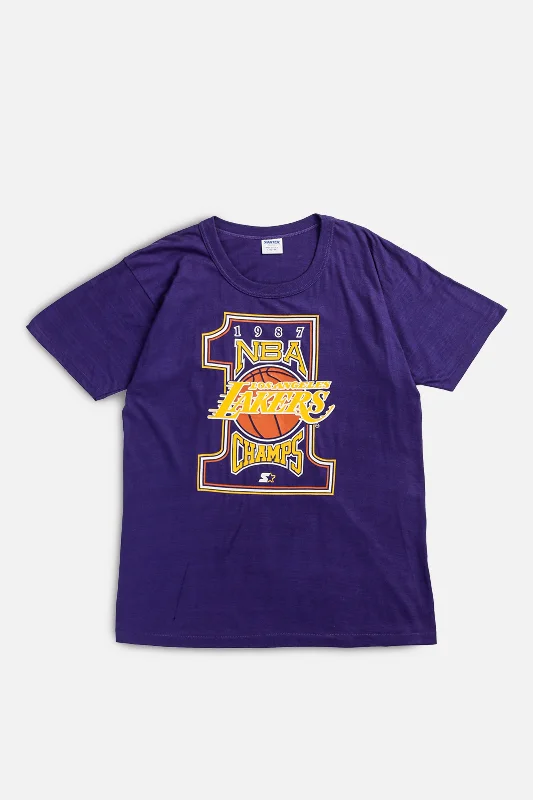 Vintage LA Lakers NBA Tee - M Chenille Blend Fleece Blend Nylon Blend