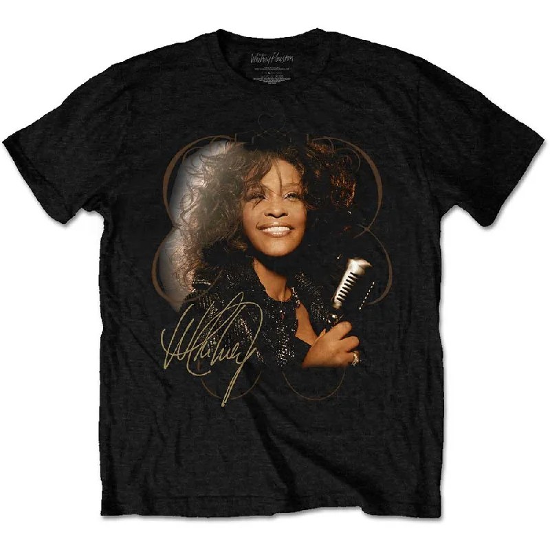 Whitney Houston | Official Band T-Shirt | Vintage Mic Photo Front Pockets Side Pockets Patch Pockets