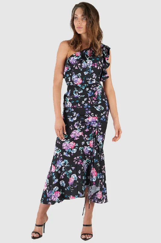 Blooming Midi Dress Elegant Satin Slip Midi Dress