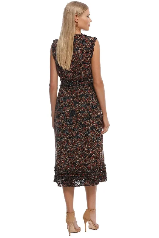 Monarch Midi Dress Trendy Floral Wrap Midi Dress