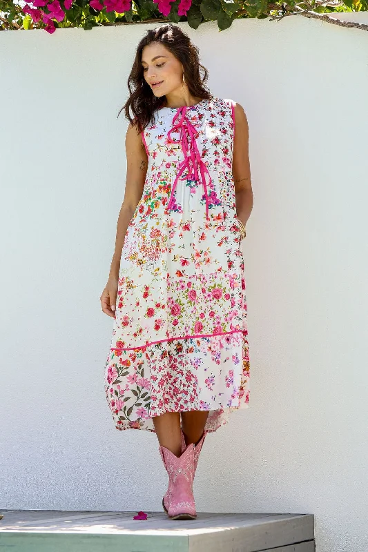 Botanical Sleeveless Midi Dress - Kensington Gardens - PREORDER Trendy Ruffle Hem Midi Dress