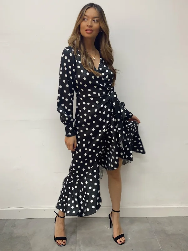 Charlotte Wrap Midi Dress / Mono Spot Chic Lace Detail Midi Dress