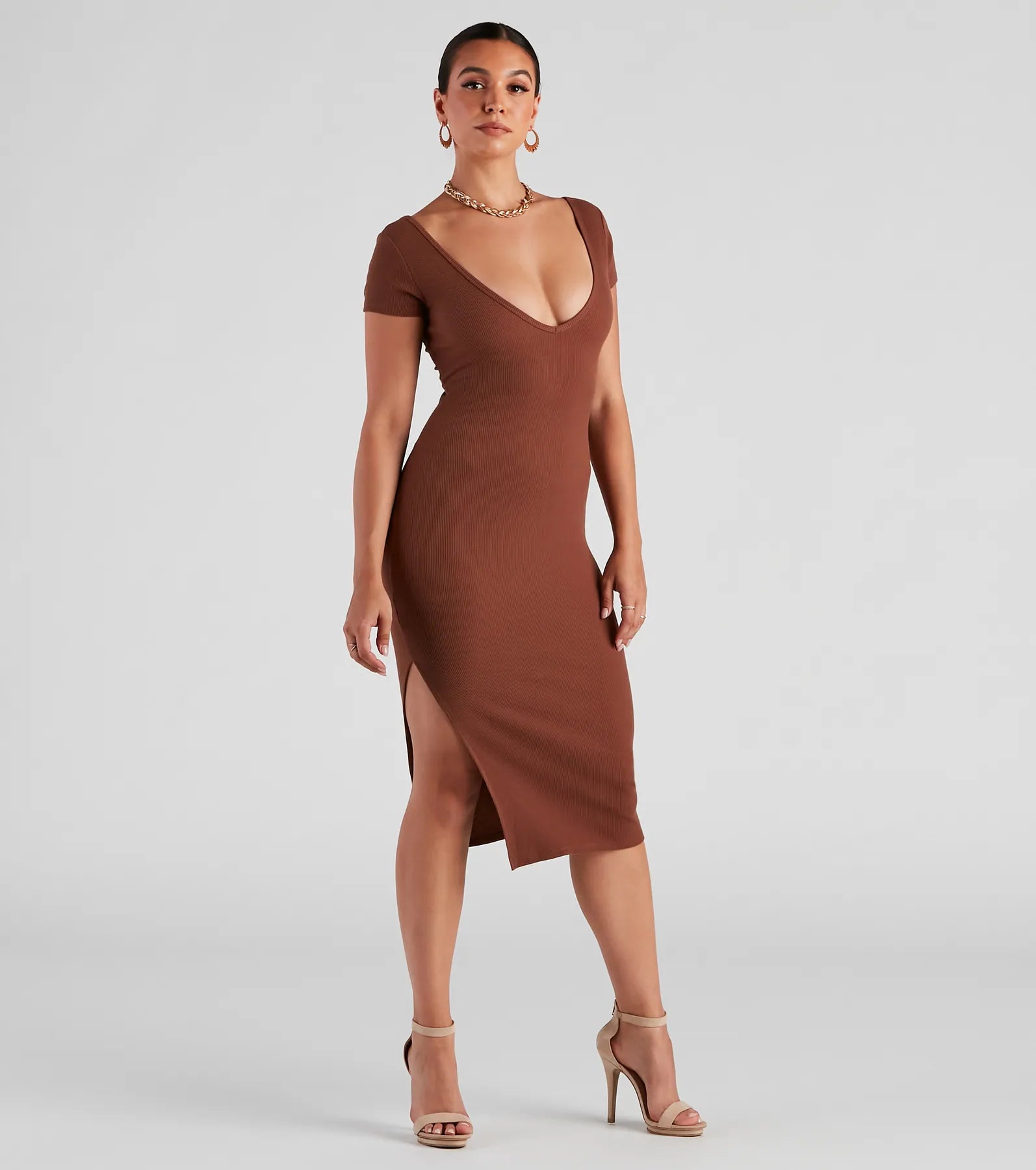 Cutie In Cap Sleeve Midi Dress Comfortable Fit-and-Flare Midi Dress