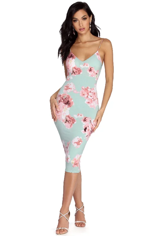 Floral Day Dream Midi Dress Trendy Smocked Detail Midi Dress