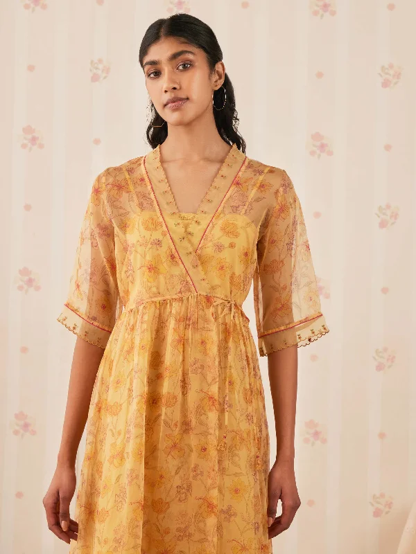 Golden Hour Wrap Midi Dress Stylish Pleated Skirt Midi Dress