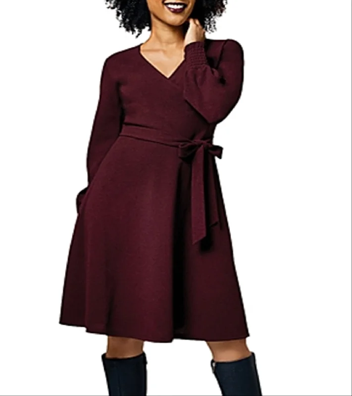 Leota Women's Perfect Wrap MIDI Dress Red Size Small Comfortable Ribbed Midi Dress
