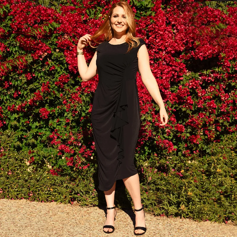 Paloma Black Formal Midi Dress Comfortable Empire Waist Midi Dress