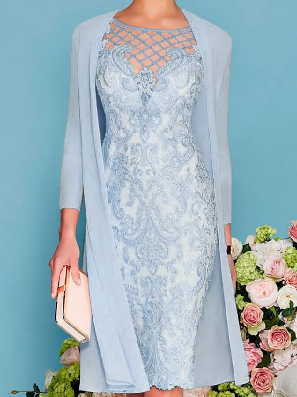 Women's Lace Dress Dress Set Midi Dress Pink Yellow Light Green Light gray Light Blue White 3/4 Length Sleeve Floral Pure Color Lace Summer Spring Crew Neck Elegant Classic Party S M L XL XXL 3XL Trendy A-Line Midi Dress