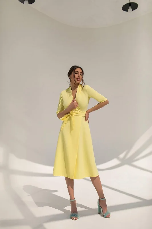 Wrap Short Sleeve Midi Dress Fashionable Off-Shoulder Dress Midi