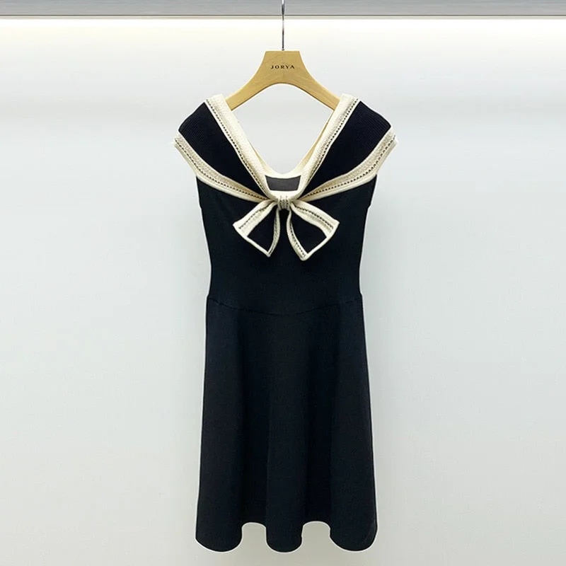 Korean Fashion Clothes Women 2022 Summer Elegant Bow A-line Mini Dress Black Knitted Vestido Feminino Cozy Ruched Mini Dress Korean Fashion Clothes Women 2022 Summer Elegant Bow A-line Mini Dress Black Knitted Vestido Feminino Cozy Ruched Mini Dress