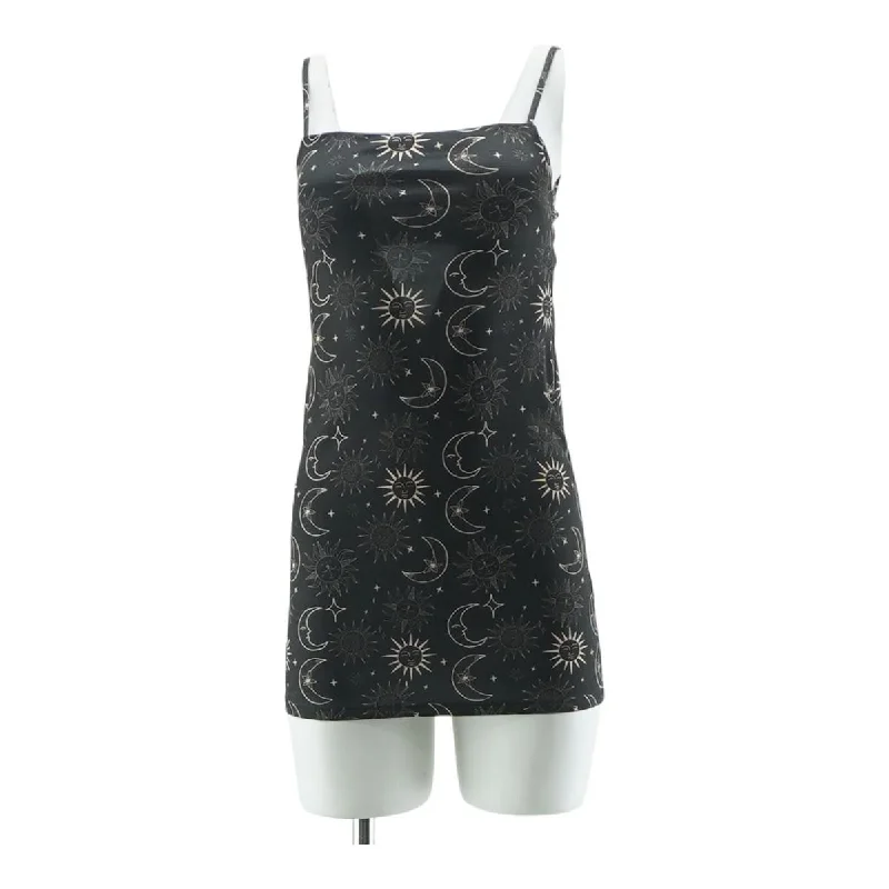 Black Graphic Mini Dress Stylish Plaid Mini Dress