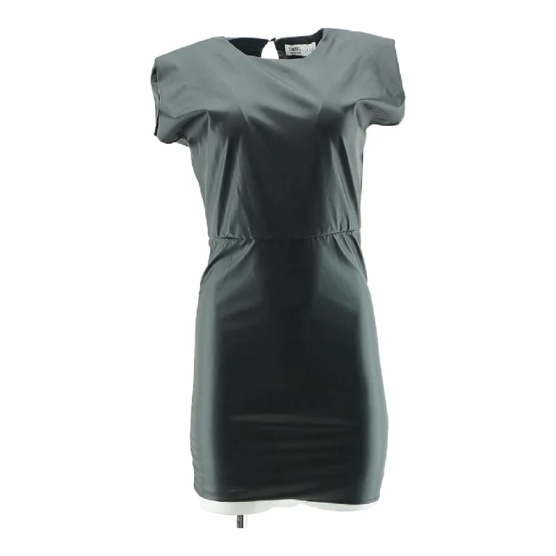 Black Solid Mini Dress Cozy Knit Mini Dress