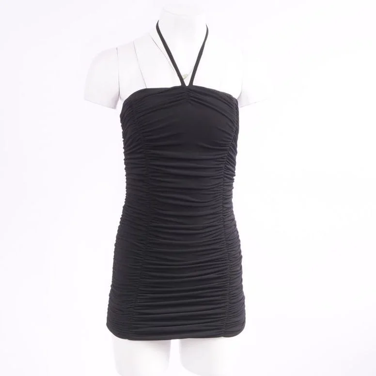Black Solid Mini Dress Stylish Button-Down Mini Dress