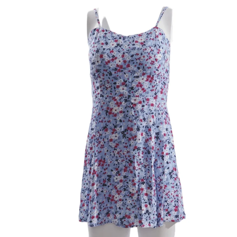 Blue Floral Mini Dress Cozy Knitted Mini Dress