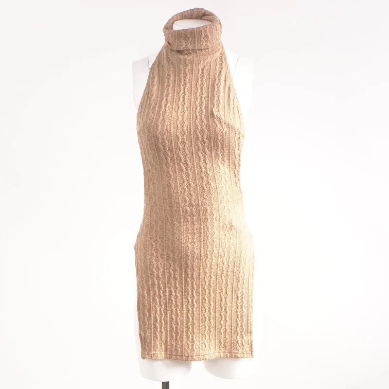 Brown Solid Mini Dress Cozy Ruched Mini Dress