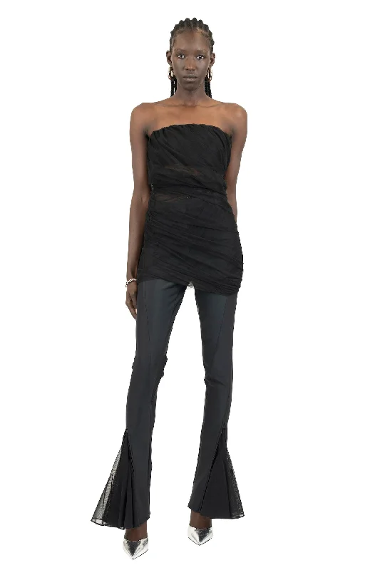 The Attico Eita Mini Dress in Black Cozy Wraparound Mini Dress
